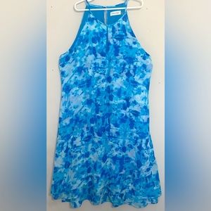 Calvin Klein bright & beautiful WATERCOLOR keyhole shift dress size 6